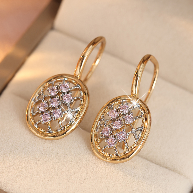 Women's Two-Tone Golden & Silvery Oval Dangle Earrings